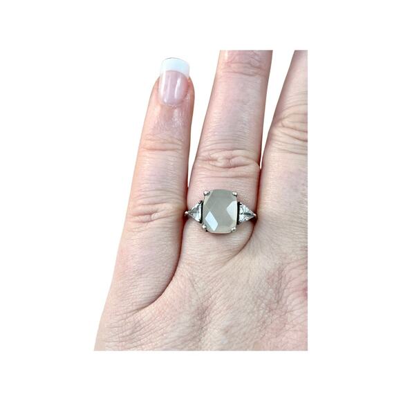 Vintage sterling silver and clear quartz cocktail ring size 7 - Picture 10 of 10